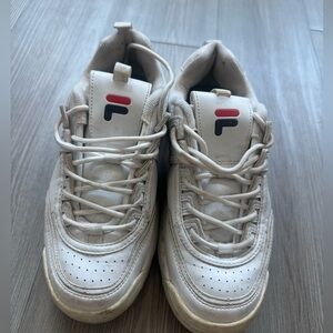 Fila Cream Chunky Sneakers with Perforated Details